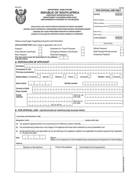 South African Passport Renewal Form Dha 73 Printable Form 2022