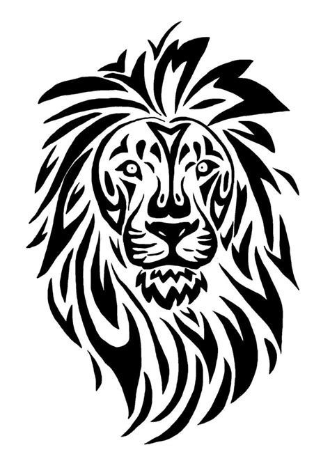 Black Tribal Lioness Head Tattoo Stencil 736×1008 Tribal