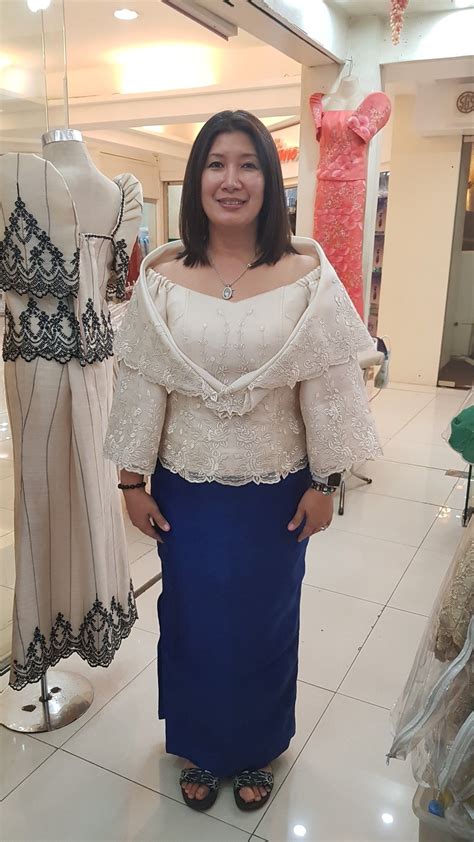 Filipiniana Dress Off Shoulder Maria Clara With Panuelo Maria Clara