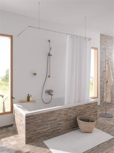 Robuste metallösen verringern das risiko, dass der dusche vorhang stoff an den haken reißt. Blogdejust: Stange Für Duschvorhang Badewanne