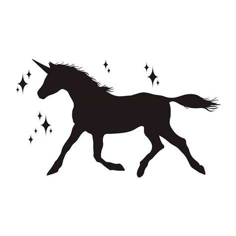 Magic Unicorn Silhouette Stylish Icons Vintage Background Horses