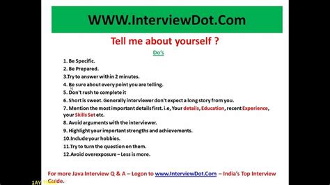 Interview Question Tell Me About Yourself Tips And Example Answers