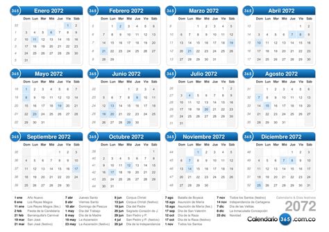 Calendario 2072