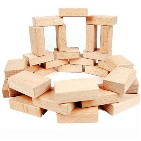 50pcslothigh Quality Solid Wood Blockswood Rectangle Building Blocks