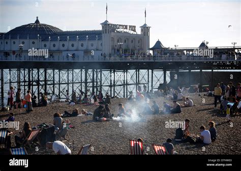 Brighton Uk Barbecue Smoke Starts To Waft Across Brighton Beach In