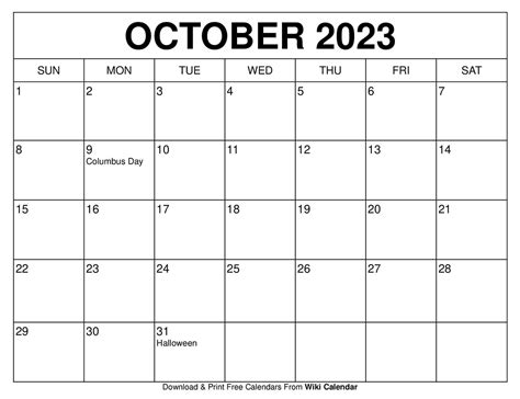 Free Printable October 2023 Calendar Templates By Sharon Gore Tpt