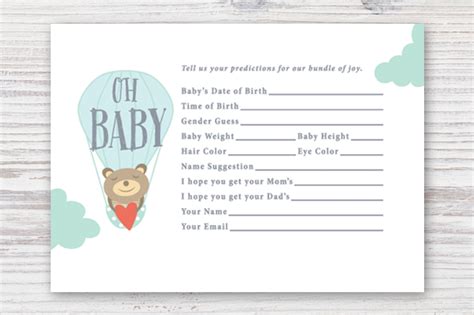 Choose a free printable baby shower wishes for baby card below. Printable Baby Prediction Card ~ Card Templates on ...