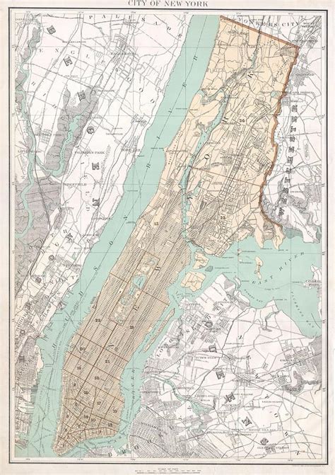 Vintage Map Of New York City Drawing By Cartographyassociates Pixels