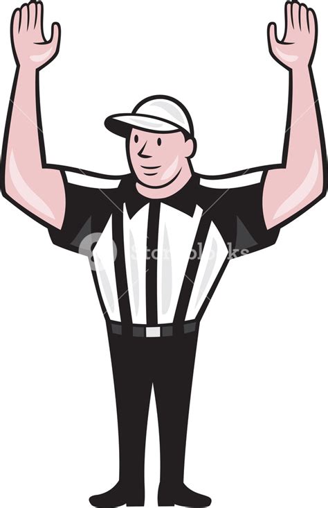 American Football Referee Touchdown Cartoon Royalty Free Stock Image