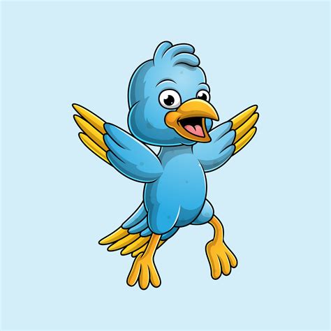 Happy Blue Bird Cartoon Flying 10314495 Vector Art At Vecteezy