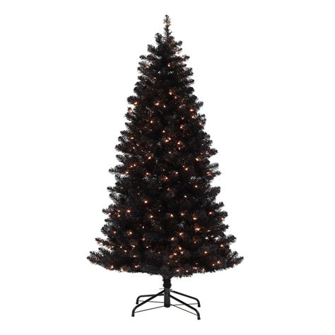 7 Pre Lit Black Christmas Tree With 350 Lights F10 At