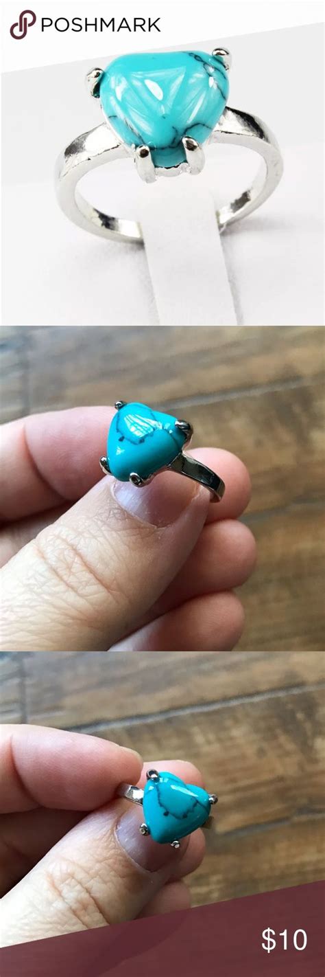 5 25 Silver Turquoise Heart Ring Turquoise Heart Ring Turquoise