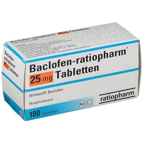 Baclofen (baclofen tablets) may treat, side effects, dosage, drug interactions, warnings, patient labeling, reviews, and related medications including 10 mg: Baclofen-ratiopharm® 25 mg 100 St - shop-apotheke.com