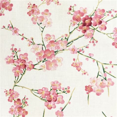 Oriental Cherry Blossom Fabric Japanese Chinese Asian Style Etsy