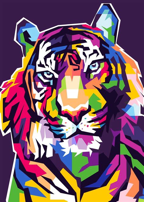 Tiger Pop Art Poster By Shichiro Ken Displate In 2021 Pop Art