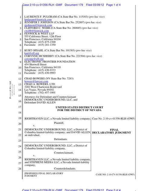 Final Declaratory Judgment Against Righthaven Summary Judgment