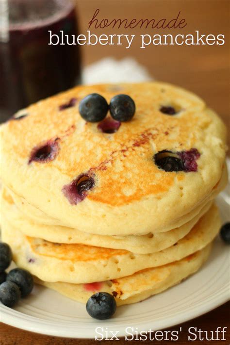 Homemade Fresh Blueberry Pancakes With Blueberry Syrup Recipe