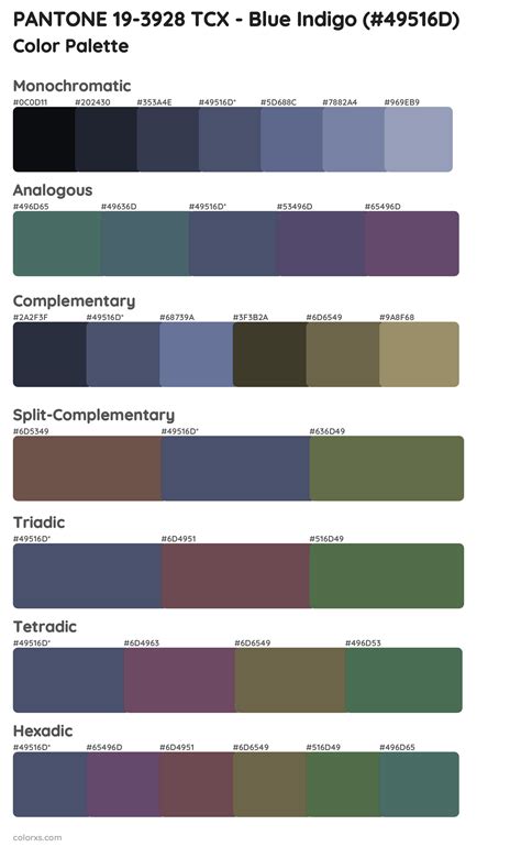 Pantone 19 3928 Tcx Blue Indigo Color Palettes And Color Scheme