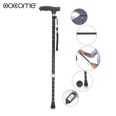 Oocome Led Light Aluminium Walking Stick With Rubber Ferrule Adjustable