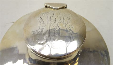 Early 20th Century Silver Capstan Inkwell With Engraved Monogram To Lid