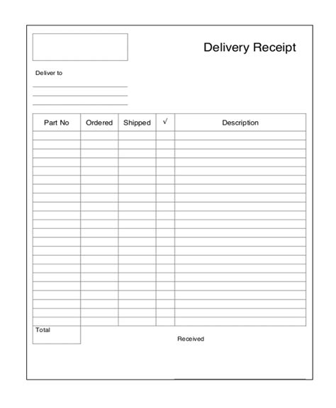 Printable Delivery Receipt Template Word Free 2023 Template Printable
