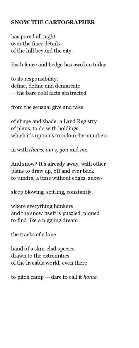 Kenneth patchen, the snow is deep on the ground from collected poems. Philip Gross - Two Snow Poems - Little Toller Books