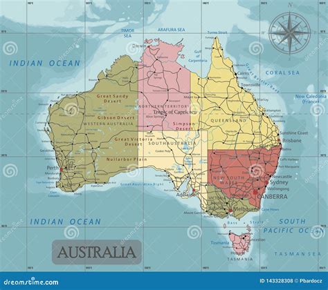 mapa político detallado de australia en la proyección de mercator etiquetado claramente capas
