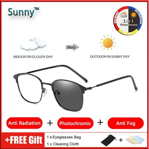 Sunny Photochromic Anti Radiation Anti Fog Transition Eyeglasses For