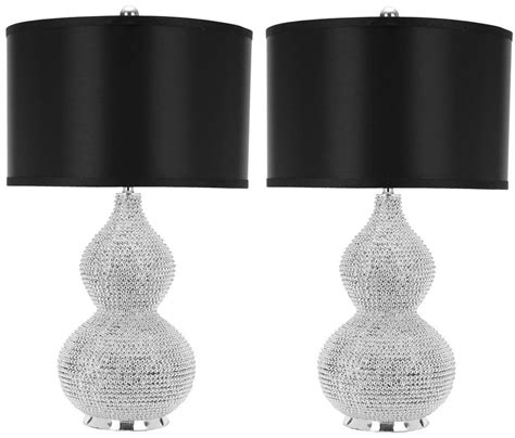 Nicole Bead Table Lamp In Silver With Black Shade Set Of Table