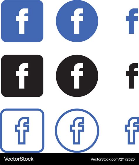 Facebook Social Media Icons Royalty Free Vector Image