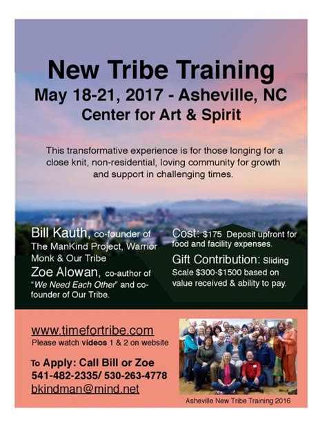 Asheville Opportunity New Tribe Training May 18 21 2017 Women For Living In Community