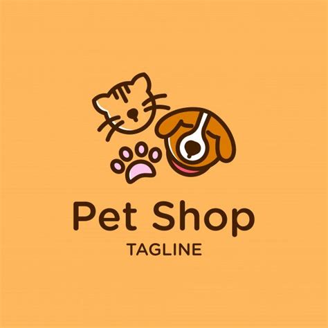 Cute Pet Shop Logo Design With Cat Dog A Premium Vector Freepik