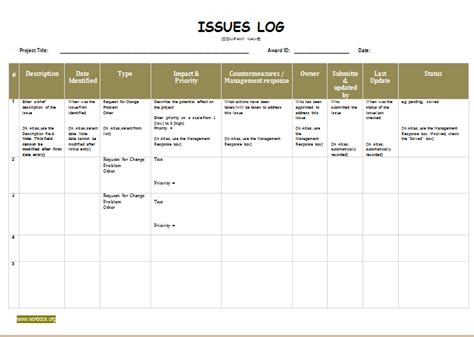 The issue log, sometimes also known as an issue register, is a project document where all issues that are negatively affecting an issue log is an important input for this process since any issue that the project experiences would be very the image below depicts a sample template of an issue log Issue Log Template for MS WORD | Word Document Templates