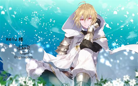All Male Armor Blonde Hair Cape Clouds Flowers Gloves Hoodie Male