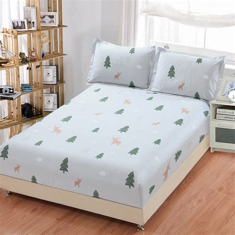 New Christmas Tree Printing Fitted Sheet Set Good Quality Cotton Bed