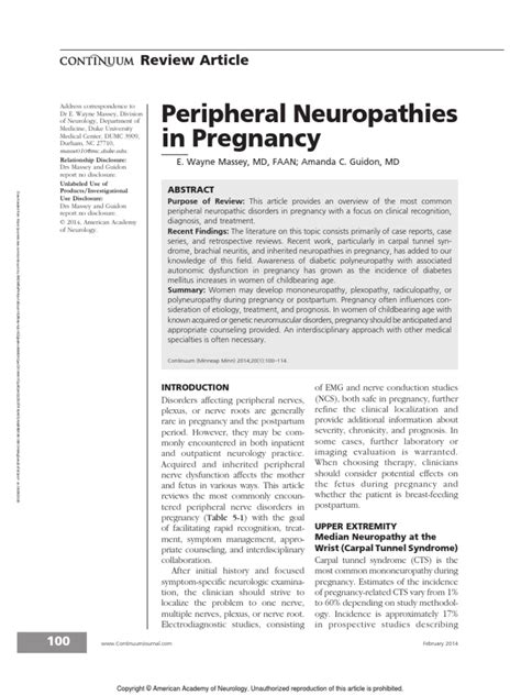 Peripheral Neuropathies In Pregnancy Pdf Peripheral Neuropathy
