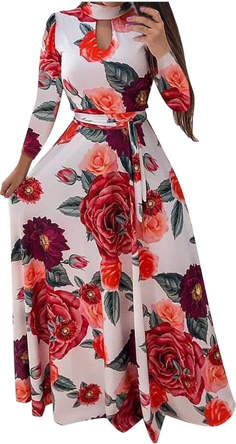 Women Sleeveless Long Sleeve Bodycon Maxi Party Dress Plus Size Elegant Floral Printed Cocktail