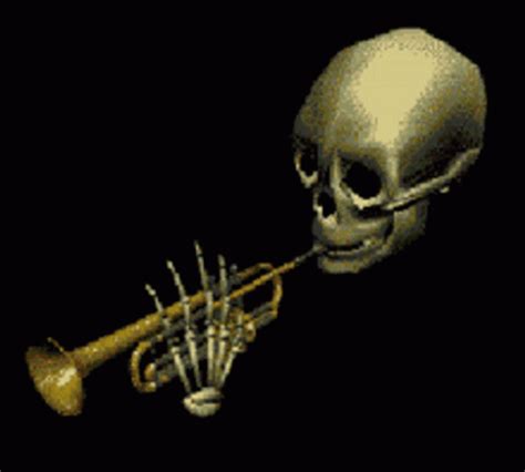 Skeleton Playing Trumpet GIF GIFDB Com