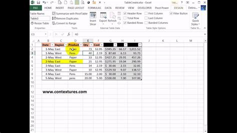 Create An Excel Table With A Specific Style Applied Youtube
