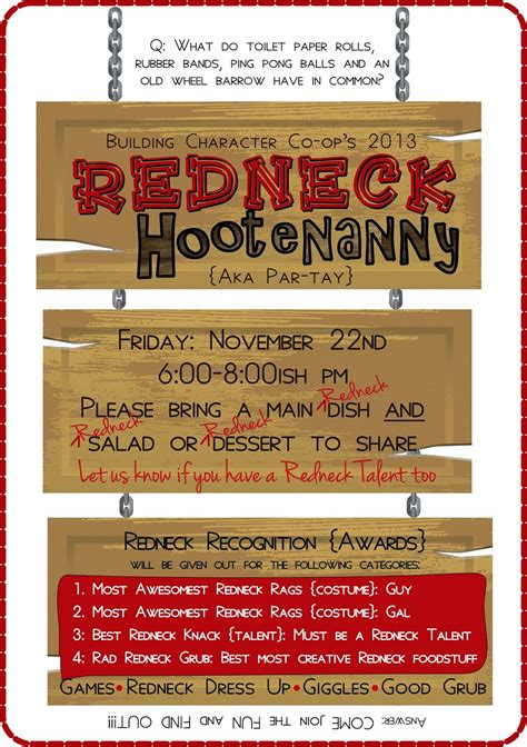 Free Printable Redneck Christimas Party Invitations
