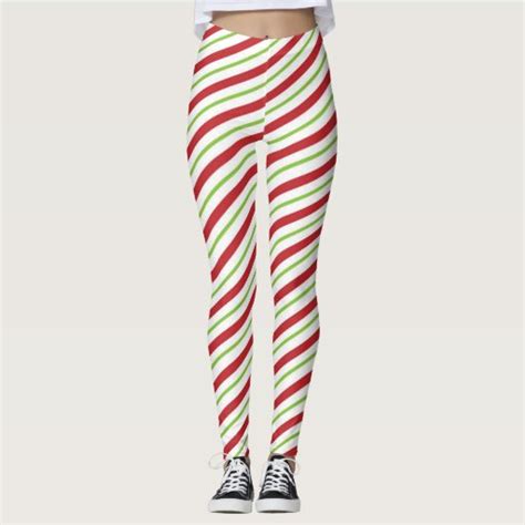 Christmas Candy Cane Stripes Leggings Zazzle
