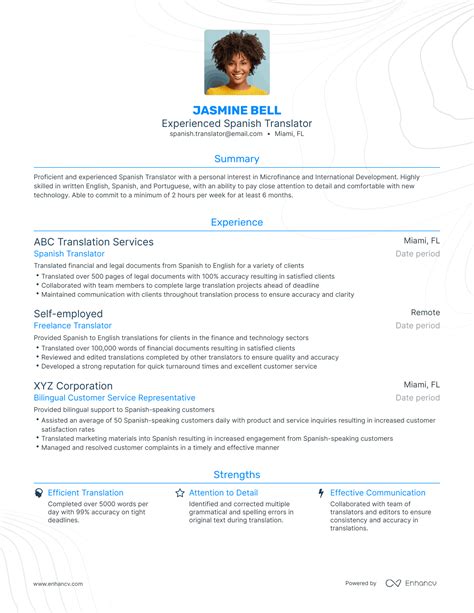 5 Spanish Translator Resume Examples And Guide For 2024