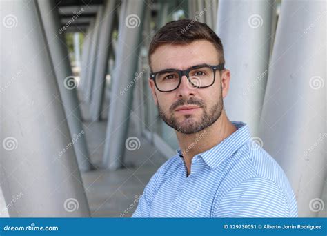 Handsome Businessman Wearing Eyeglasses Close Up Stock Image Image Of Intelligence Adult