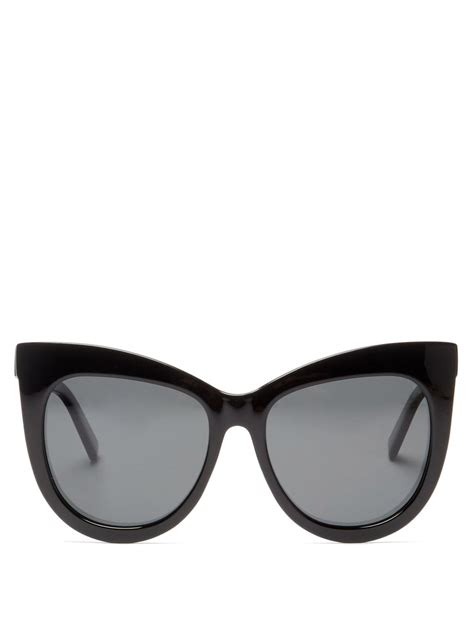 Black Hidden Treasure Oversized Cat Eye Sunglasses Le Specs
