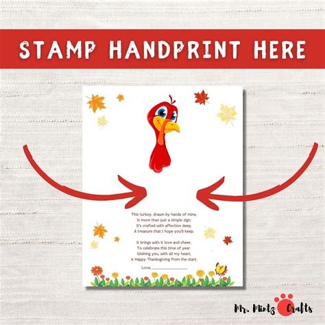 Turkey Handprint Poem Printable Thanksgiving Handprint Card Made By