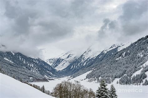 Panorama View In The Snowy Winter Alps In The Austrian Tyrol Reg