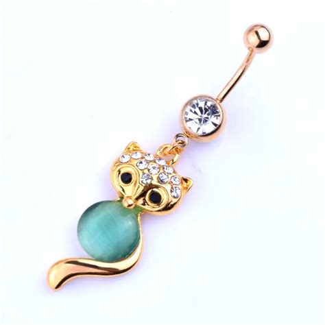 Sexy L Stainless Steel Color Fox Navel Belly Button Rings Pc