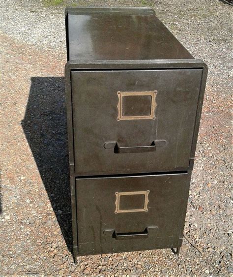Antique Steel 2 Stackable Drawers Army Green Industrial Metal Filing