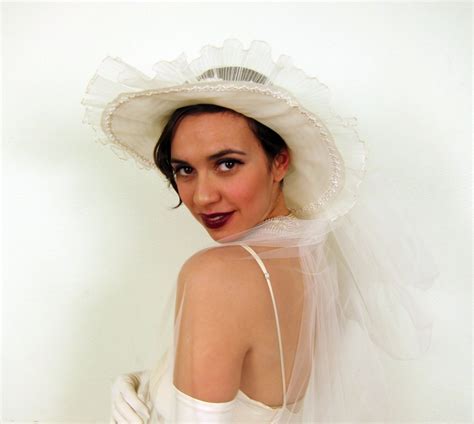 Vintage 1970s Bridal Hat And Veil 70s Open Crown Wide Brimmed Wedding