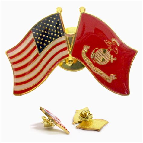 1 Pc Marine Corps American Crossed Flags Lapel Pin Us Flag Military